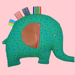 Nomusa l&#39;éléphant vert - 100% katoen Shweshwe d&#39;Afrique du Sud
