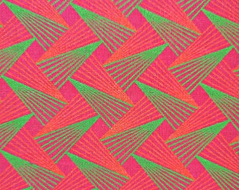 Tissu Shweshwe Rose Vert et Orange - 100% coton - 25/50/1m