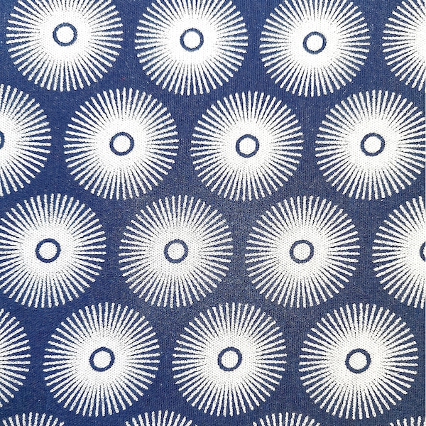 Tissu shweshwe Indigo - motifs soleil - 100% coton