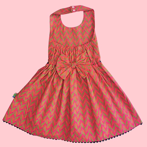 Robe Fillette Rose Dos Nu - 100% coton