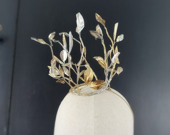 Crown Mardi Gras Gold Twig Branch Woodland Queen Witch Ethereal Crown, Wedding Rustic Cosplay