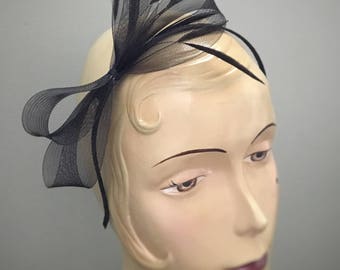 Fascinator, Kentucky Derby Hat, Black Fascinator Hat, Small Hat, Headband, Belmont Stakes, Del Mar Hat, Derby Party, Hat Luncheon Hat