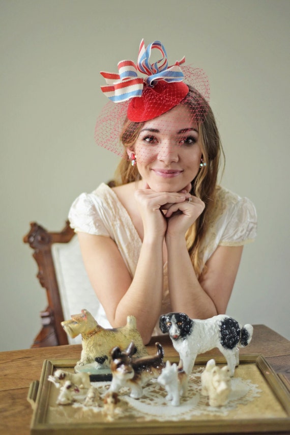 Blue Fascinator Hat Derby Hat Red Hat 