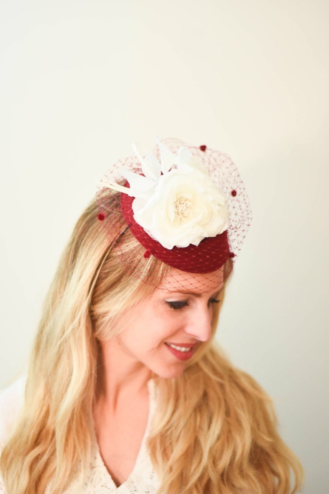 Red Fascinator Black Kentucky Derby Hats Conservancy Luncheon Etsy