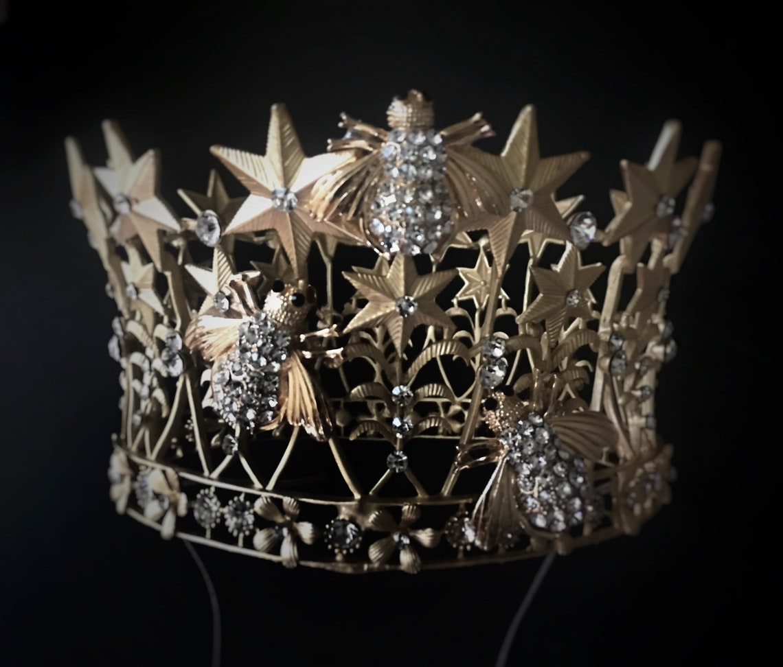 Crown Queen Bee Mardi Gras Gold Queen Bee Network Derby Bee Etsy