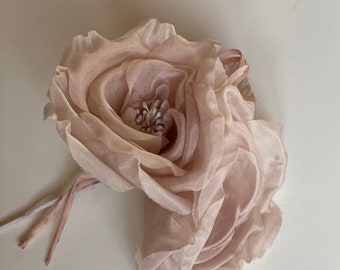 Wedding Hair Bride Blush Pink Silk Double Rose Flower Girl Prom Fascinator DIY Millinery Supplies Derby Party Bridal Shower Ready to Ship