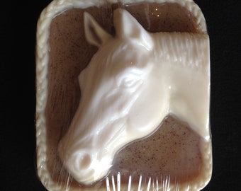 Sandalwood Vanilla Glycerin and Goats Milk Horse Head soap bar by Lavish Handcrafted