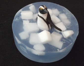 Ice Flow Penguin embedded toy soap bar in Yuzu scent by Lavish Handcrafted