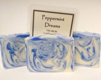 Premium Peppermint Essential Oil Cold Process Soap Bar by Lavish Handcrafted