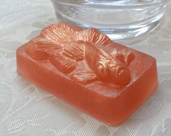 Set of 3 Koi Goldfish guest sized soap bar scented with Valencia Orange essential oil by Lavish Handcrafted