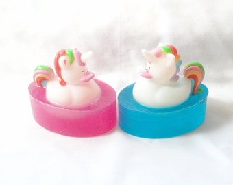 Rainbow Unicorn Rubber Duckie Embedded Toy Soap by Lavish Handcrafted