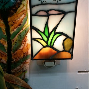 Stained glass art, Night light, stained glass night light, pineapple night light, home decor, kithen decor,lighting image 1