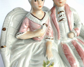 Vintage porcelain hand painted Victorian couple figurine