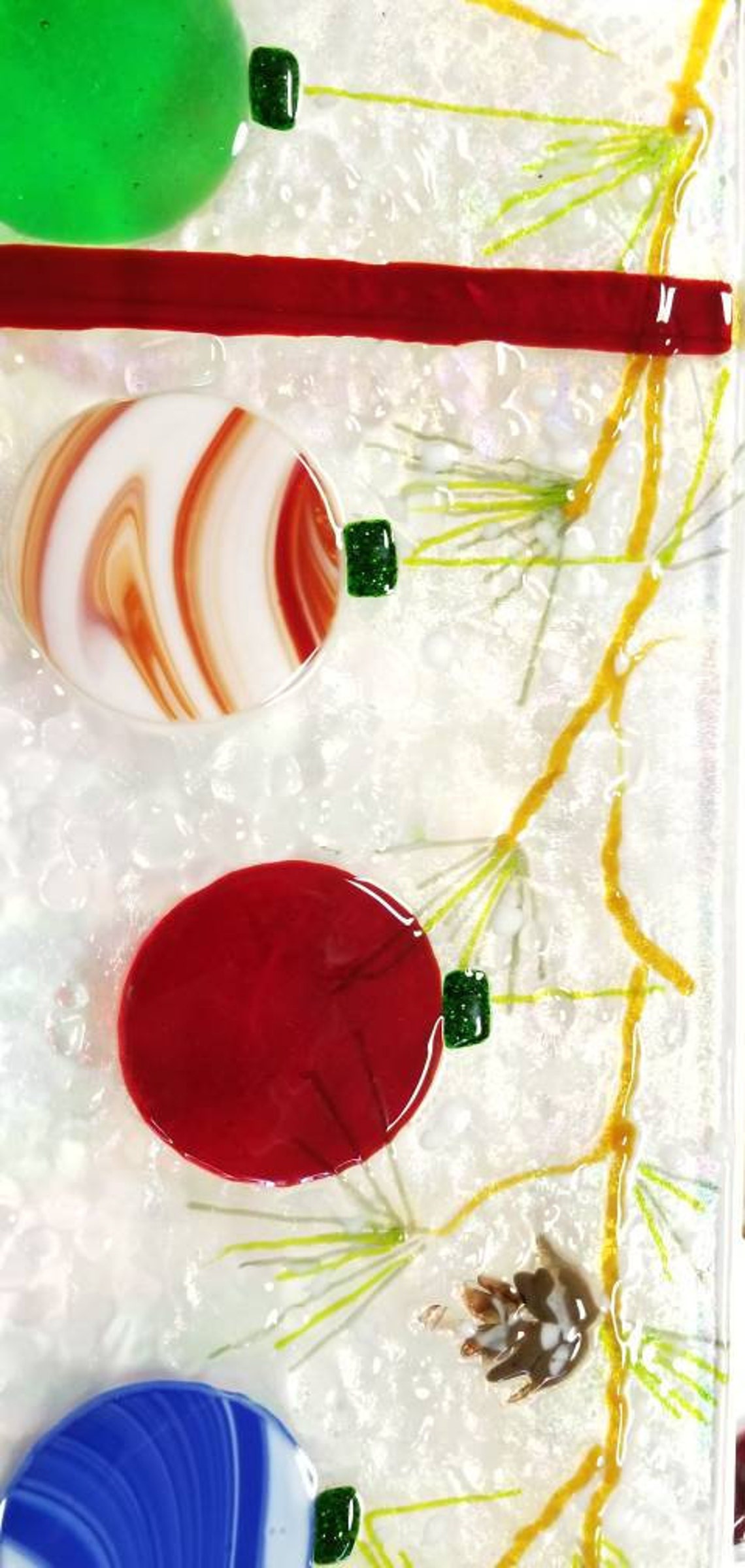 Handmade, Christmas Décor, Stained Glass, Christmas Serving Tray, Fused