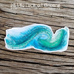 Wave Sticker, watercolor sticker, ocean stickers, PNW sticker, vinyl sticker, car stickers, water bottle stickers, laptop sticker