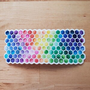 Rainbow Sticker, vinyl sticker, watercolor sticker, hexie honeycomb sticker, decal, car stickers, laptop sticker, water bottle sticker