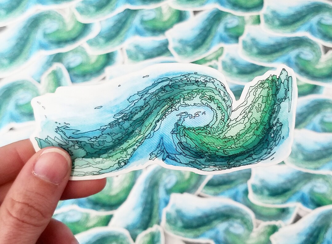 Watercolor Sticker WAVE STICKER Nature Ocean PNW Water - Etsy