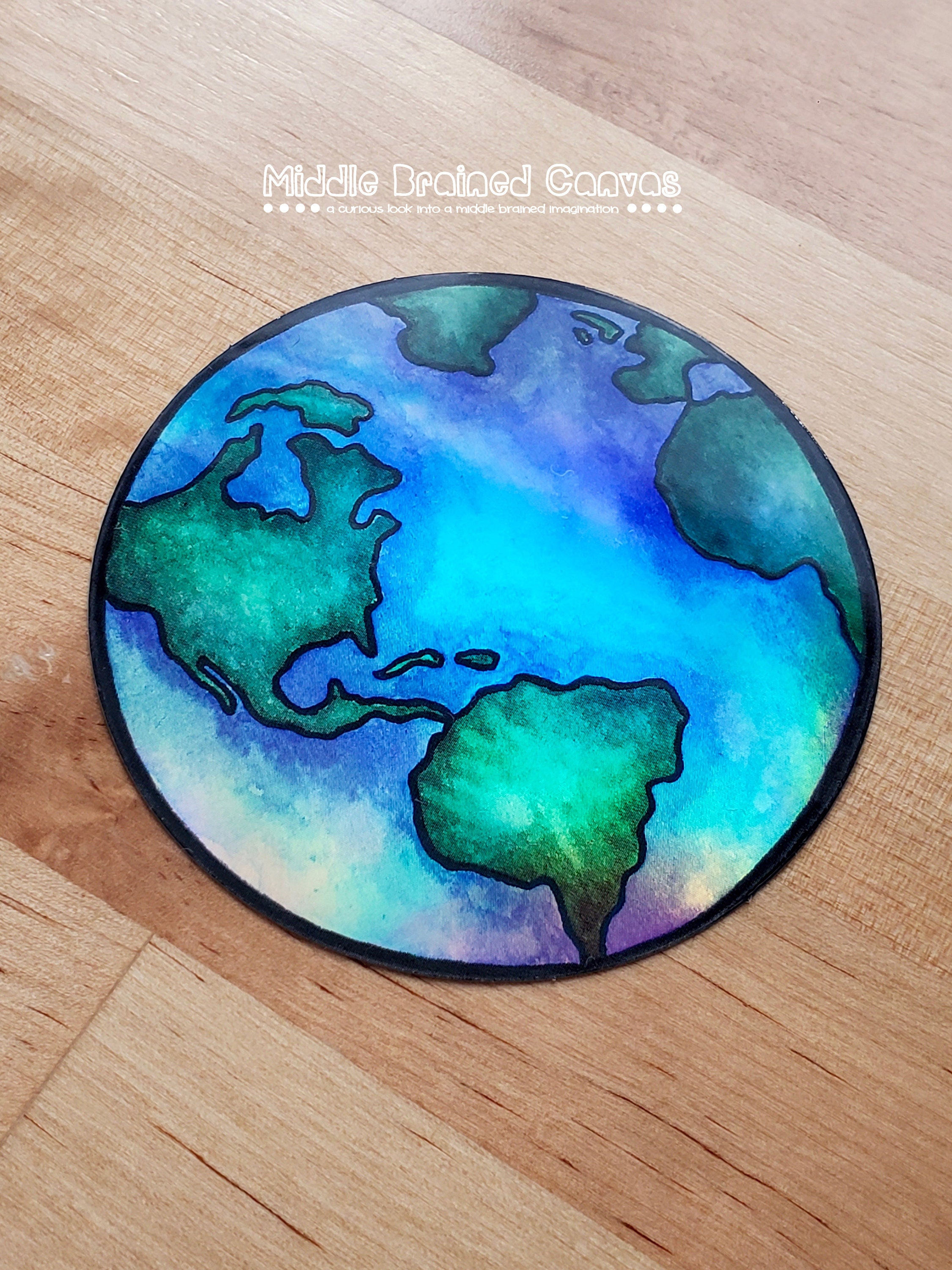 Globe Sticker Vinyl Stickers Watercolor Sticker Star Etsy