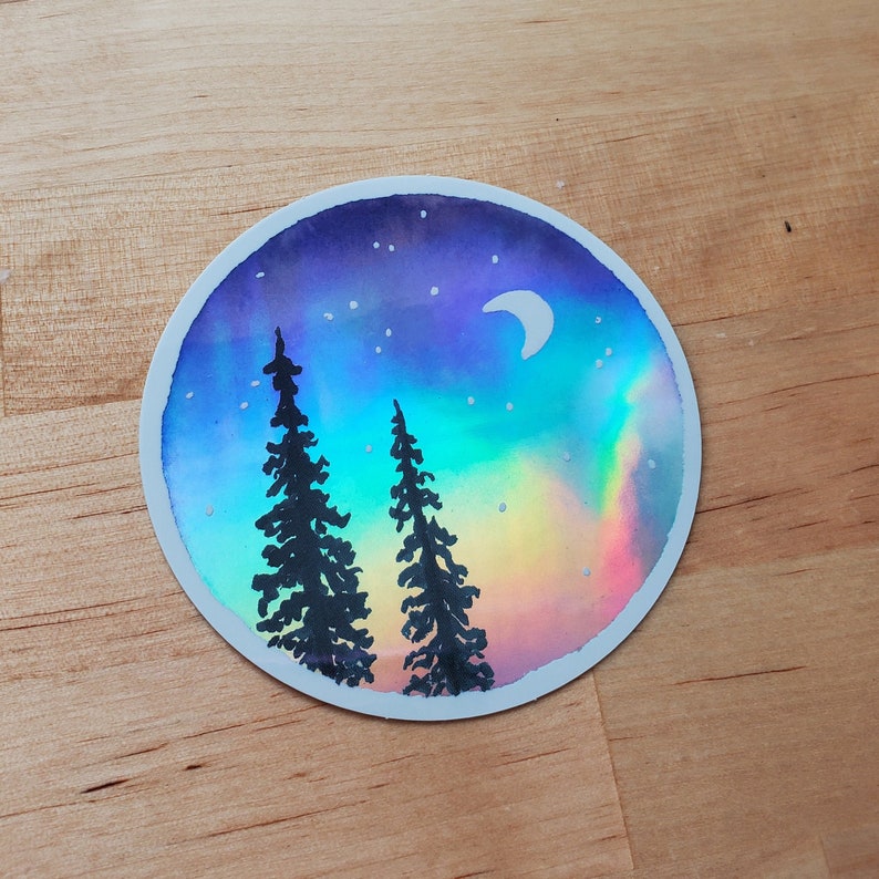 Pine Tree Sticker, vinyl sticker, watercolor sticker, forest sticker, PNW sticker, decal, car stickers, laptop sticker, water bottle sticker image 1