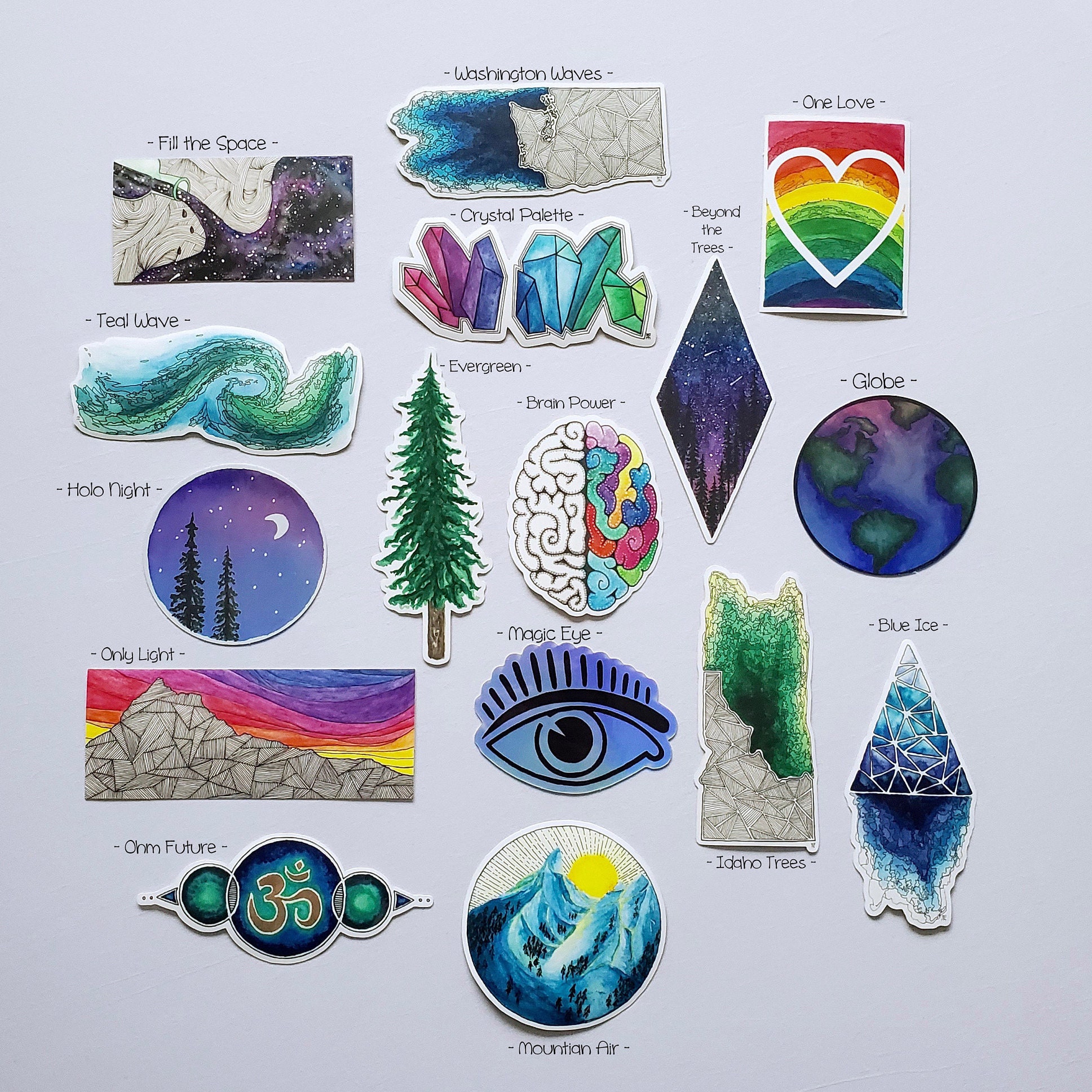 Watercolor Sticker TREE Sticker nature sunset forest Etsy