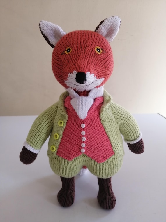 Mr Tod - Fox Toy - Knitted Handmade Doll Inspired by Beatrix