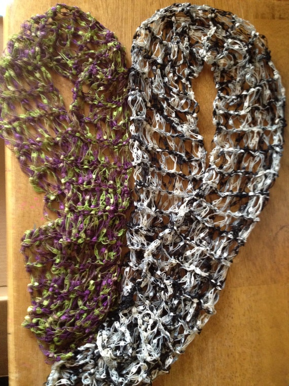 Items similar to Loom Knitted Ladder Yarn Scarves on Etsy