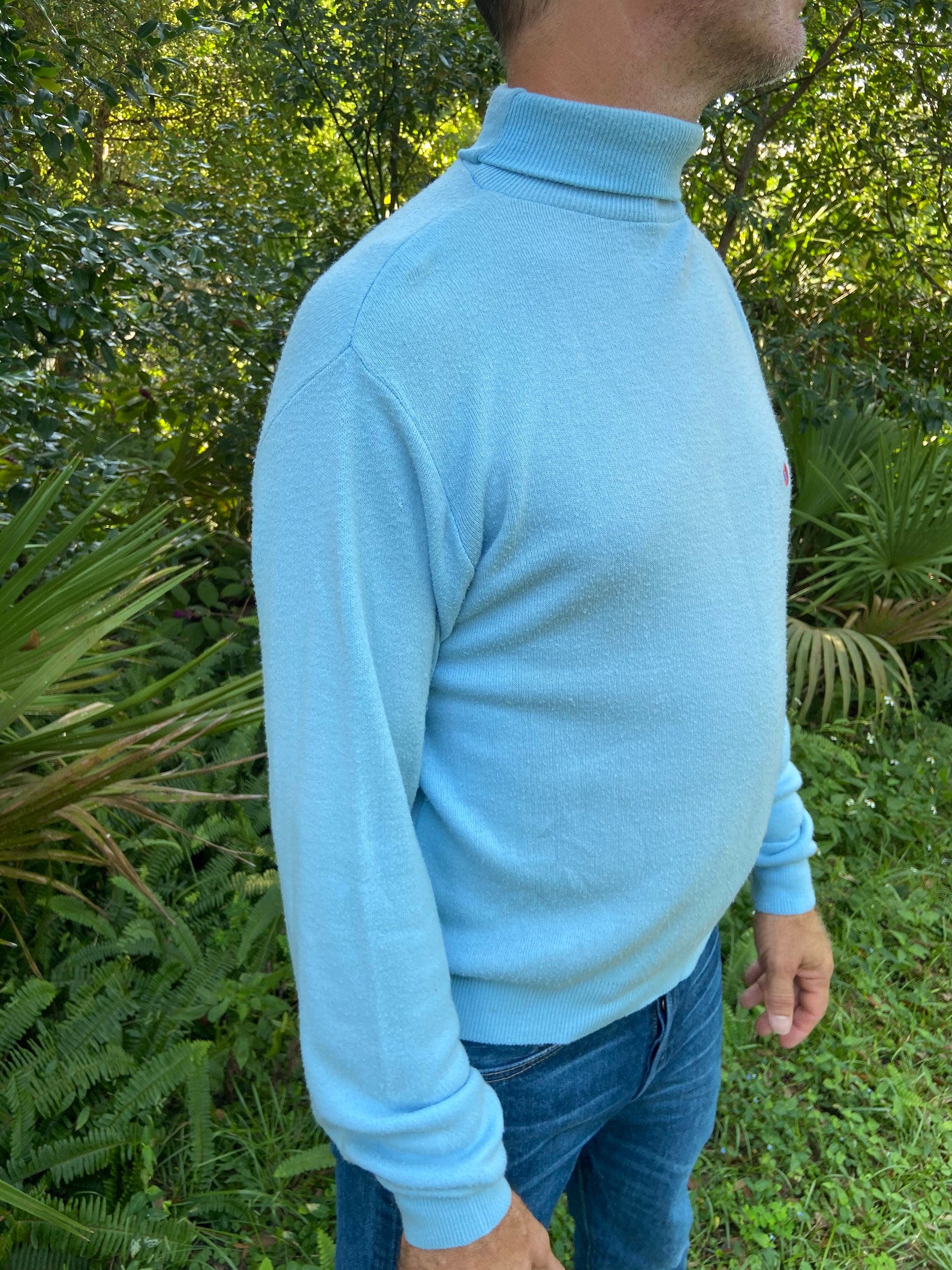 Mens Vintage Light Blue Turtleneck Union 76 Sweater Vintage Etsy
