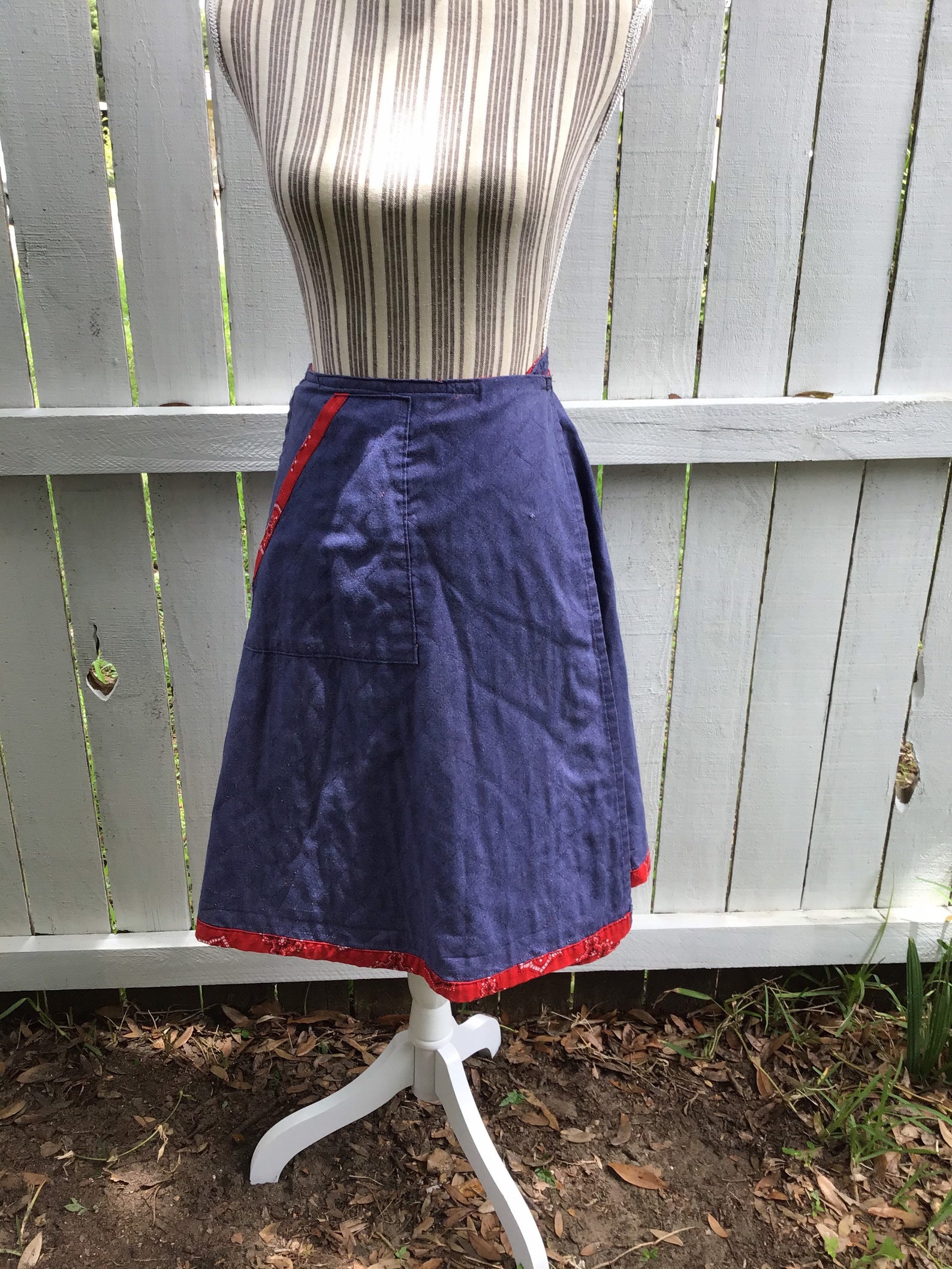 Vintage Denim Apron Skirt Size Small / Vintage Reversible Wrap Etsy
