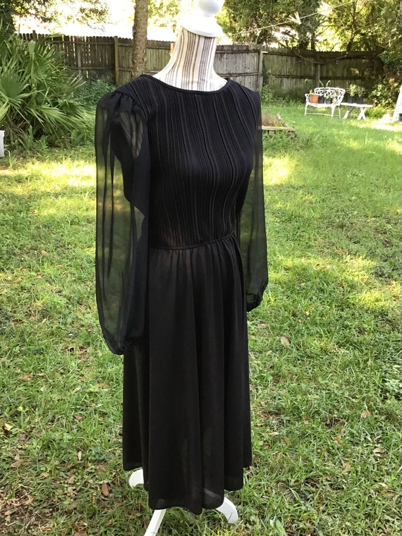 Vintage Gorgeous Black Sheer Fancy Dress / Size Me