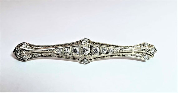 Edwardian Diamond Bar Pin - image 1