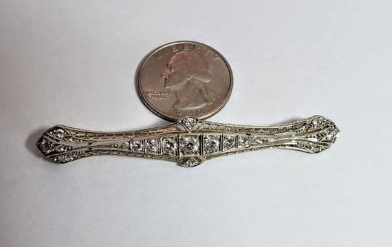 Edwardian Diamond Bar Pin - image 2