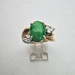 14K Jade with Diamonds Ring