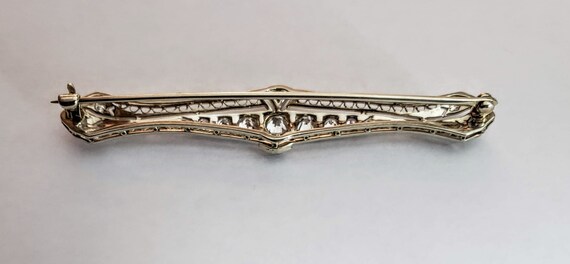 Edwardian Diamond Bar Pin - image 5