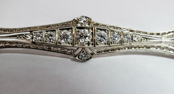 Edwardian Diamond Bar Pin - image 4