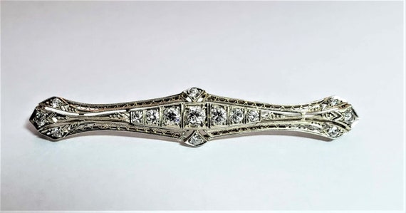 Edwardian Diamond Bar Pin - image 3