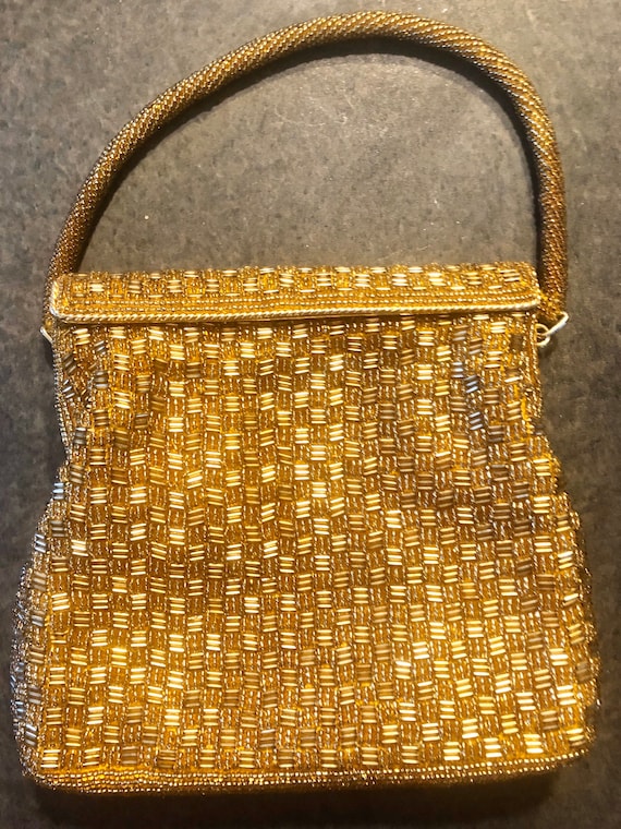 1960's Beaded Gold Evening Bag