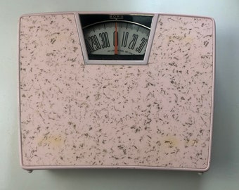 Vintage Midcentury Pink Borg Bathroom Scale