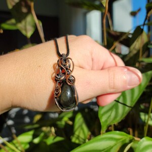 Obsidian set in Patina Copper