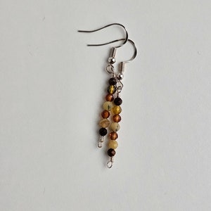 Yellow opal, Garnet, and Pietersite Gemstone Lightweight Dangle Earrings with sterling silver hooks