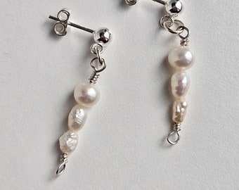 Freshwater pearl earrings on sterling silver hooks
