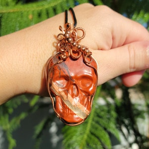 Red Jasper Skull Pendant set in Copper