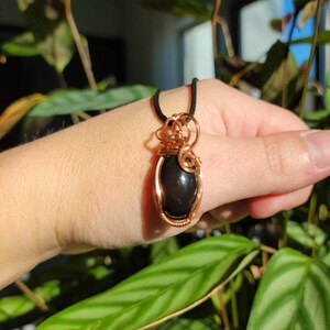 Obsidian Pendant set in Copper