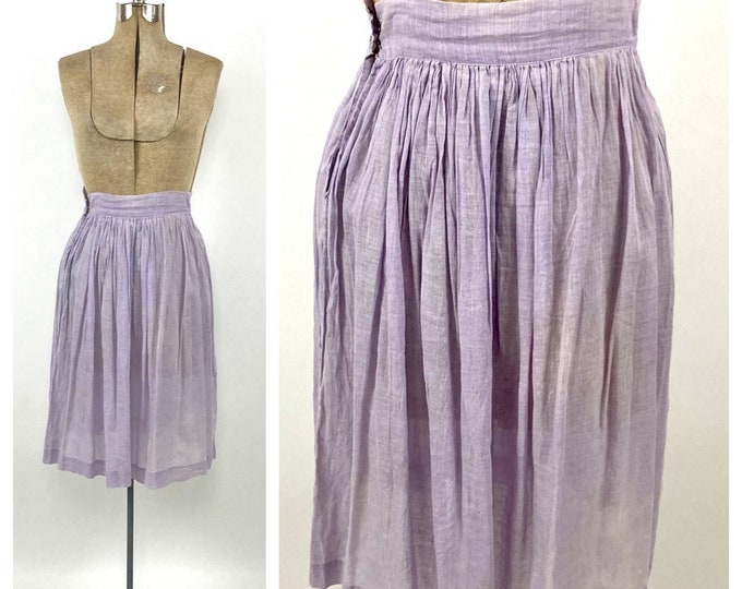 50s Purple Sheer Skirt Lavender Cotton Midi Hippie Boho Vintage Slip Skirt