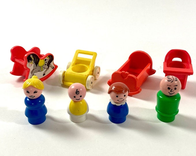 70s Vintage Fisher Price Nursery Little People Pretend Play Vintage Toy Lot Set # 761 Nearly Complete