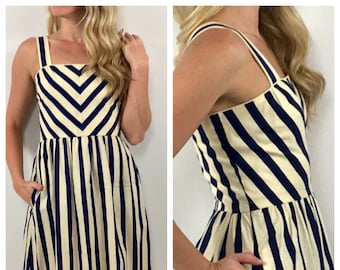 70s Lanz Mini Dress Chevron Dress Striped Party Dress Open Back Vintage Party Sun Dress Xs S