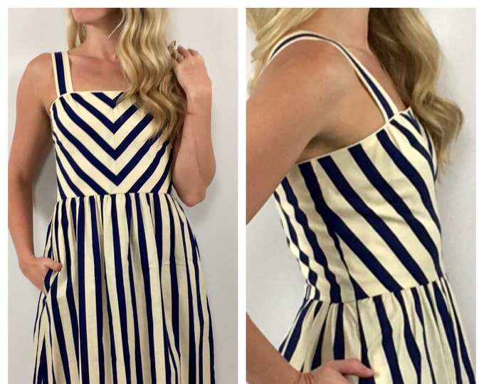 70s Lanz Mini Dress Chevron Dress Striped Party Dress Open Back Vintage Party Sun Dress Xs S