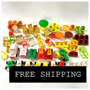 Juguete de simulación Little People de Fisher Price antiguo que puedes elegir, elige tu propio n.° 8, autos de repuesto, cabina telefónica, sofá, sillas, escritorio, buzón, barbería