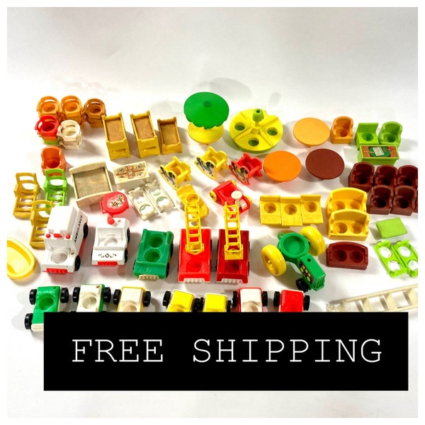 Vintage Fisher Price Little People You Choose Pretend Play Toy Pick Your Own #8 Replacement Cars Phone Booth Sofa Chairs Desk Mailbox Barber