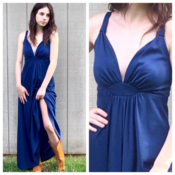 Navy Blue Grecian One Shoulder Goddess Military Evening Cocktail Dress CX830020 main image 1