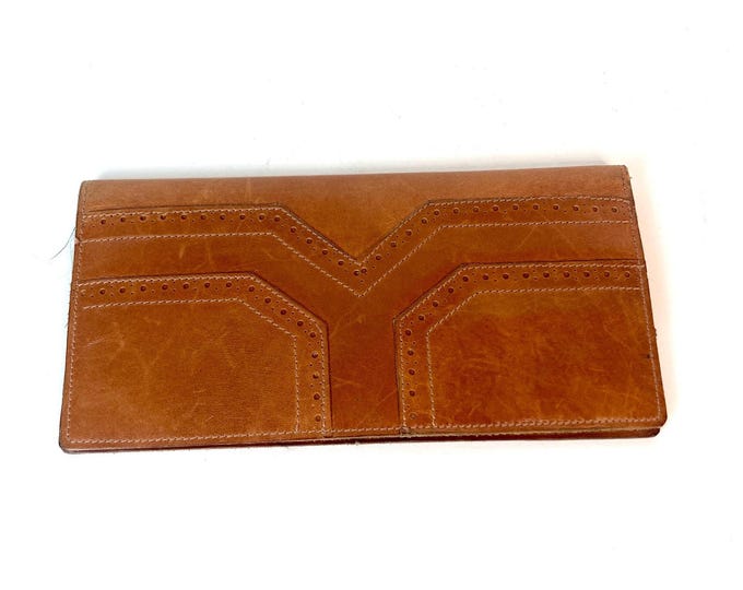 70s Yves Saint Laurent Wallet Bifold Clutch Sienna Cognac Amber Big Y Brown Iconic YSL Designer Signed Flap Wallet Bag Purse NIB